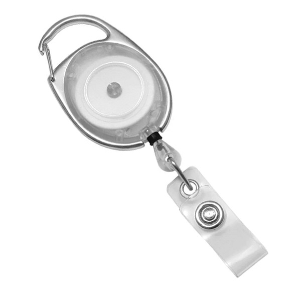 Bilde av White translucent carabiner ID badge reel with strap. 60270174 (DE,SE,NO,FI,RO,PL)